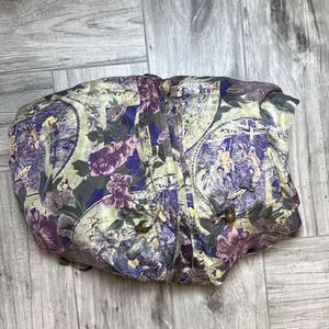Summa Silk Womens Floral Hooded Jacket Purple Size Large